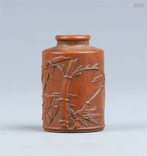 A Carved Boxwood Snuff Bottle