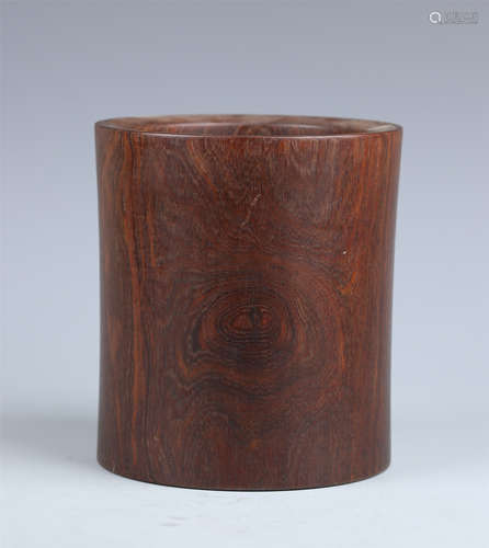 A Huanghuali Wood Cylindrical Brush Pot