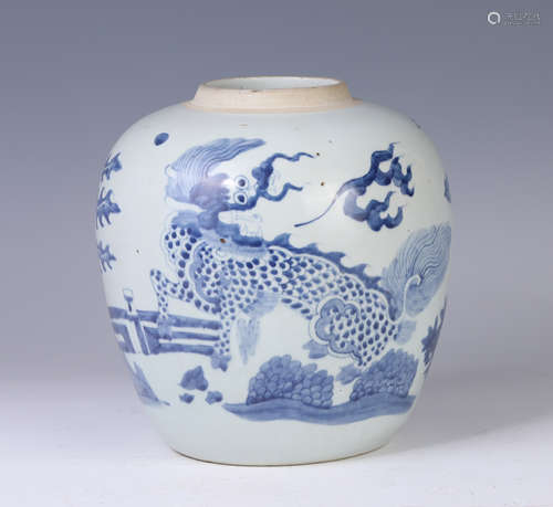 A Blue and White Kylin Jar