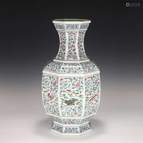 A Doucai Glazed Porcelain Octagonal Vase