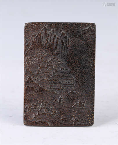 A Carved Landscape Organic Material Plaque