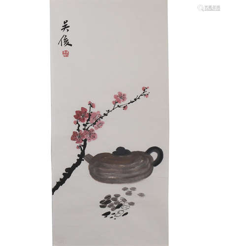 A Chinese Painting of Plum Blossoms and Tea Pot