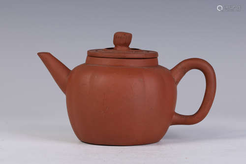 A Yixing Glazed Lobed Tea Pot