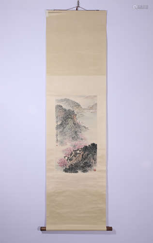 A Chinese Painting Scroll Depicting Spring Landscape