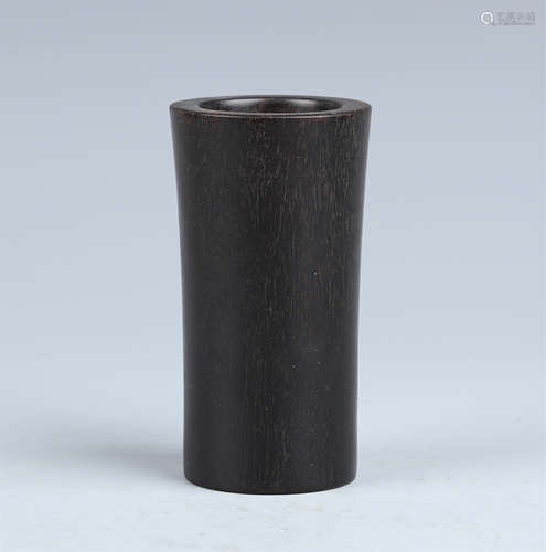 A Rosewood Cylindrical Brush Pot