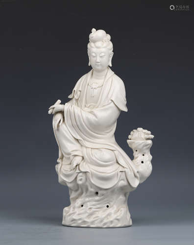 A Blanc-de-Chine Porcelain Figure of Guanyin