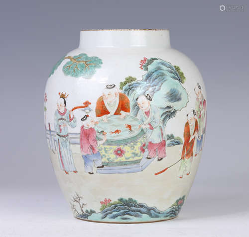 A Famille Rose Kids at Play Porcelain Jar