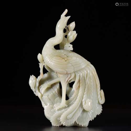 Nephrite Statue of Phoenix and Peonies