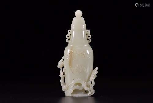 Nephrite Twin-Magpies Vase