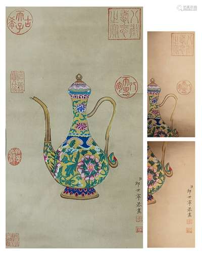 Chinese Painting of Porcelain by Giuseppe Castiglione