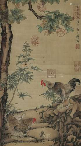 Chinese Bird-and-Flower Painting by Jiang Tingxi