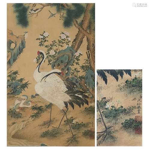 A Chinese Painting of White Cranes by Shen Quan