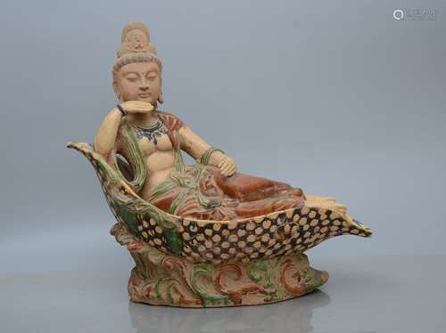 Sancai Glazed Pottery Figure of Reclining Buddha