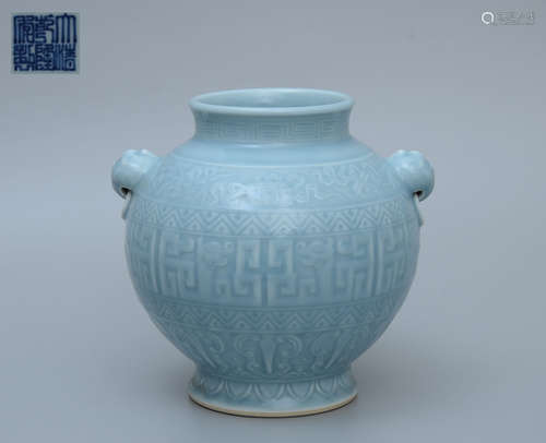 Qianlong Era Lavender Glaze Jar with Babao Pattern