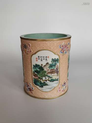 Yongzheng Famille Rose Brush Pot