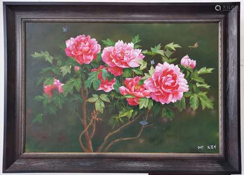 Peony，A North Korean Oil Painting