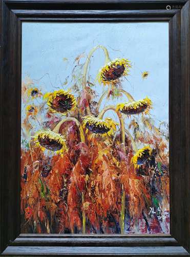 Sunflowers，A North Korean Oil Painting