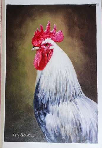 Rooster，A North Korean Oil Painting