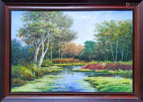 Spring Stream，A North Korean Oil Painting