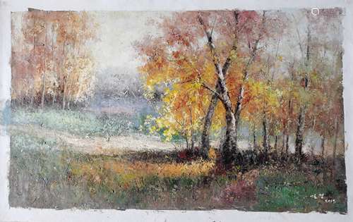 Autumn Woods，A North Korean Oil Painting