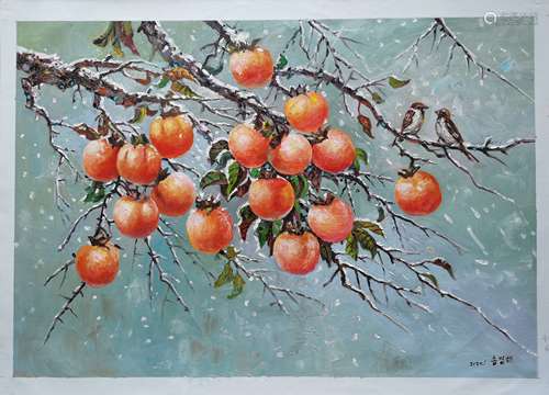 Persimmon Tree，A North Korean Oil Painting