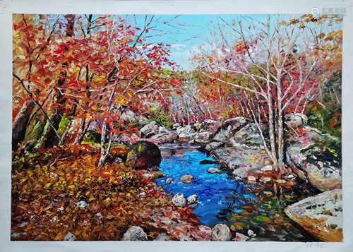 Autumn Rivulets，A North Korean Oil Painting