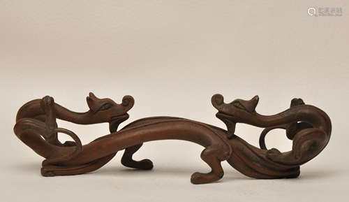 Bronze Twin-Dragon Brush Rest