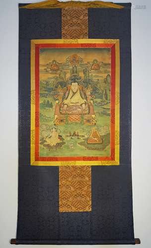 A Thangka Depicting Marpa Lotsawa Tibet