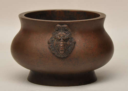 Bronze Incense Burner with Elephant-Shaped Handles