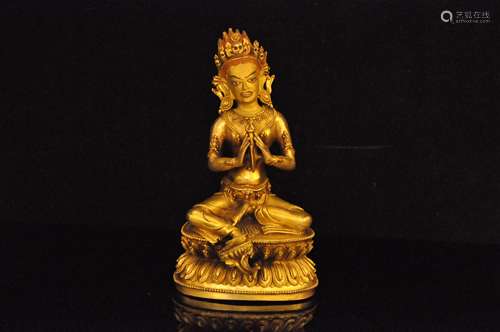 A Gilt Bronze Tibetan Buddhism Figure of Bodhisattva