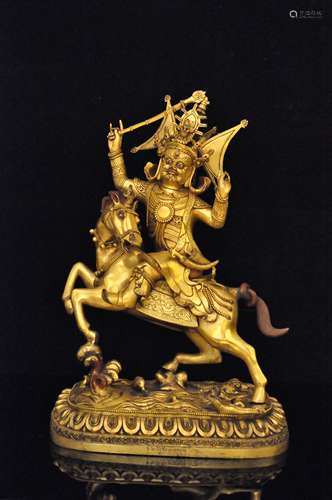 A Gilt Bronze Tibetan Buddhism Statues of Dharmapala