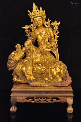 A Gilt Bronze Tibetan Buddhism Figure of Manjushri