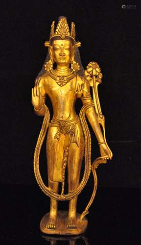 A Gilt Bronze Tibetan Buddhism Figure of Manjushri