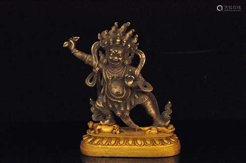 A Gilt Silver Tibetan Buddhism Figure of White Jambhala