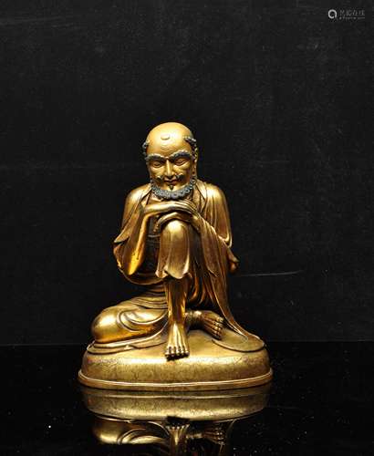 A Gilt Bronze Tibetan Buddhism Figure of Bodhidharma