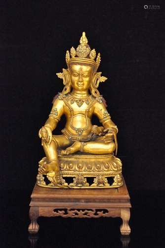 A Gilt Bronze Tibetan Buddhism Statues of Yellow Jambhala