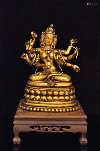 A Gilt Bronze Tibetan Buddhism Figure of Marici