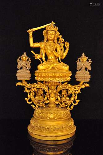 A Gilt Silver Buddhism Figure of manjushri