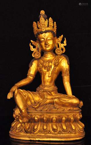 A Gilt Bronze Tibetan Buddhism Figure of Bodhisattva