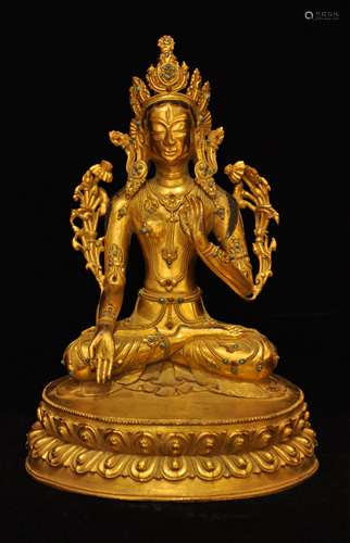 A Gilt Bronze Tibetan Buddhism Figure of White Tara