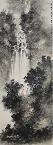 Viewing Falls，by Fu Baoshi