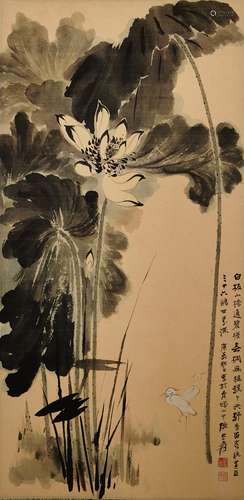 The Lotus，Painting by Zhang Daqian