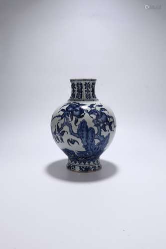 chinese blue and white porcelain peach pattern vase