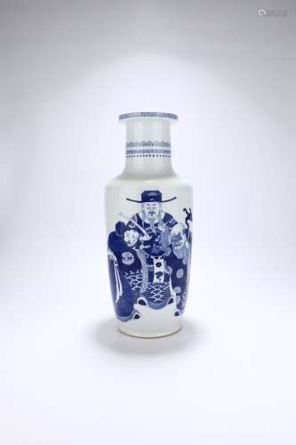 chinese blue and white porcelain rouleau vase