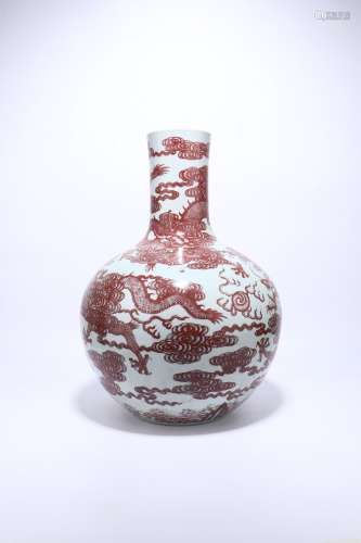 chinese underglaze red porcelain globular vase