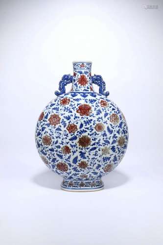 chinese blue and white underglaze red porcelain vase