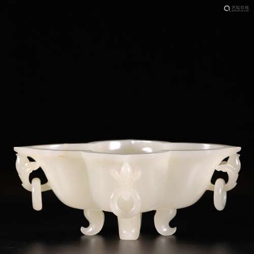 chinese hetian jade begonia-form  censer