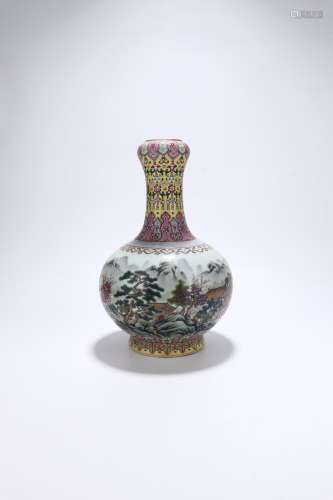chinese famille rose porcelain garlic-head vase