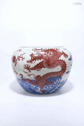chinese blue and white underglaze red porcelain jar