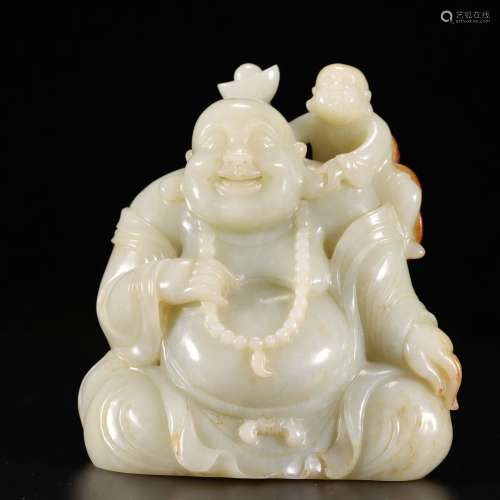 chinese hetian jade carving of buddha and boy